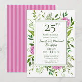 Roze Hydrangea Uitnodiging 25-jarig Jubileum (Voorkant / Achterkant)