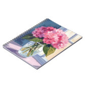 Roze Hydrangea Vaas Bloem Boeket Waterverf Notitieboek (Linkerzijde)