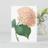 -roze hydrangea-ventilator, roodoute uitnodiging (Staand voorkant)