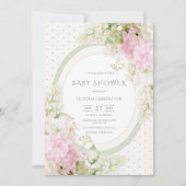Roze Hydrangea Vintage Baby Shower Kaart (Voorkant)