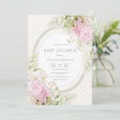 Roze Hydrangea Vintage Baby Shower Kaart (Staand voorkant)
