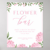 Roze Hydrangea Vrijgezellenfeest Flower Bar Poster (Voorkant)