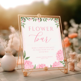 Roze Hydrangea Vrijgezellenfeest Flower Bar Poster