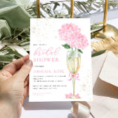 Roze Hydrangea Vrijgezellenfeest Gouden Champagne Kaart