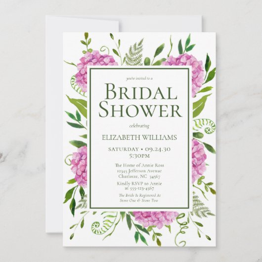 Roze Hydrangea Vrijgezellenfeest Kaart (Voorkant)