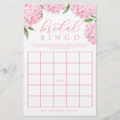 Roze Hydrangea Vrijgezellenfeest Papier Bingo Spel Flyer (Voorkant)
