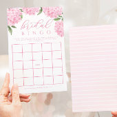 Roze Hydrangea Vrijgezellenfeest Papier Bingo Spel Flyer