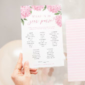 Roze Hydrangea Wat zit er in je tas spel Kaart