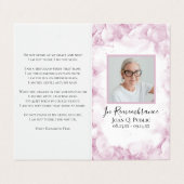 Roze Hydrangea Waterverf Begrafenis Gebed Visitekaartje (Buitenkant ongevouwen)