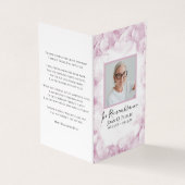 Roze Hydrangea Waterverf Begrafenis Gebed Visitekaartje (Buitenkant)