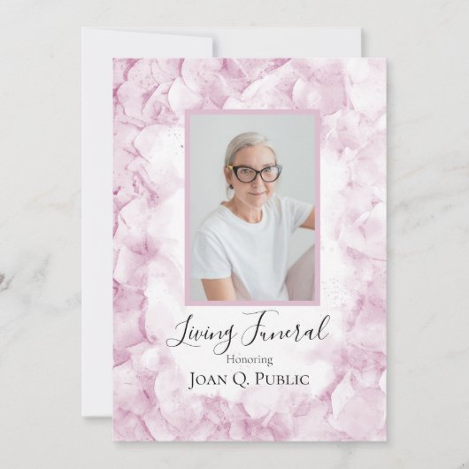 Roze Hydrangea Waterverf Levend Begrafenisfeest Kaart (Voorkant)