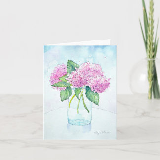Roze hydrangea waterverf note cards notitiekaartje