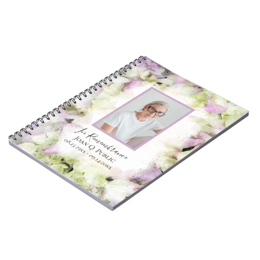 Roze Hydrangea Waterverf Uitvaart Gastenboek Notitieboek (Linkerzijde)