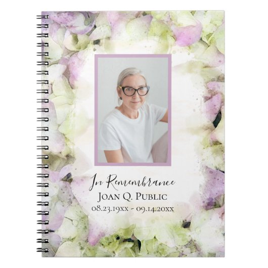 Roze Hydrangea Waterverf Uitvaart Gastenboek Notitieboek (Voorkant)