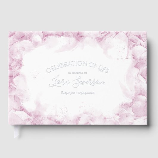Roze Hydrangea Waterverf Viering van het Leven Gastenboek (Voorkant)