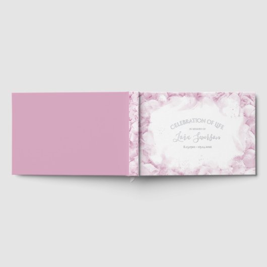 Roze Hydrangea Waterverf Viering van het Leven Gastenboek (Volledig)