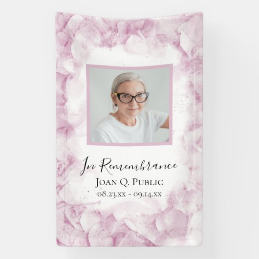 Roze Hydrangea Waterverf Viering van het Leven Spandoek (Verticaal)