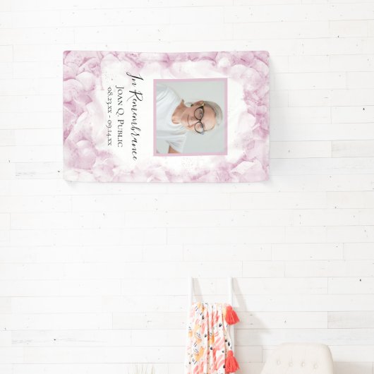 Roze Hydrangea Waterverf Viering van het Leven Spandoek (Insitu)