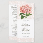 Roze Hydrangea Wedding Ceremony Programma Programmakaart (Voorkant / Achterkant)