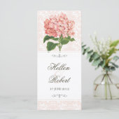 Roze Hydrangea Wedding Ceremony Programma Programmakaart (Staand voorkant)