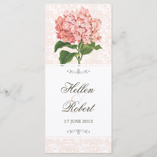 Roze Hydrangea Wedding Ceremony Programma Programmakaart (Voorkant)