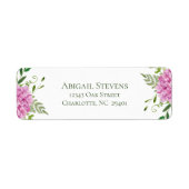 Roze Hydrangea Wedding Retour Adres Etiket (Voorkant)