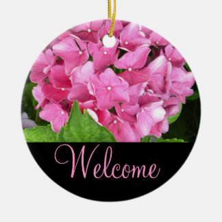 Roze hydrangea Welkomstdeurteken Keramisch Ornament