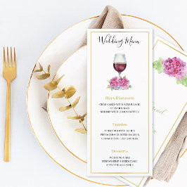 Roze Hydrangea Wijn Glas Trouw Menu