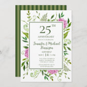 Roze hydrangeas 25e Jubileum Uitnodiging (Voorkant / Achterkant)
