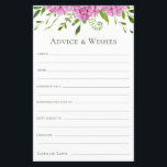 Roze Hydrangeas Advice en Wishes<br><div class="desc">Deze prachtige roze hydrangeas Advice & Wishes lakens zijn perfect om vrijgezellenfeest, repetitief diner of bruiloft gasten te laten invullen voor het gelukkige paar. Mensen zullen graag de herinneringen krijgen - ze maken het zo makkelijk om liefhebbende woorden van advies en welwillendheid achter te laten. Ze zullen nog jaren worden...</div>
