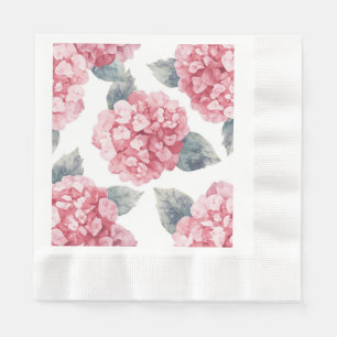Roze Hydrangea's Aquarel Bloemen Schilderij Servet