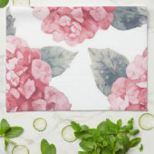 Roze Hydrangea's Aquarel Bloemen Schilderij Theedoek (Gevouwen)