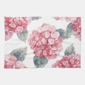 Roze Hydrangea's Aquarel Bloemen Schilderij Theedoek (Horizontaal)