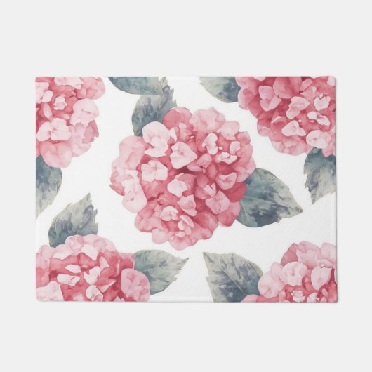 Roze Hydrangea's Aquarel Bloemen Schildering Deurmat (Voorkant)