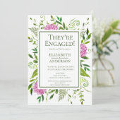 Roze Hydrangeas Bloemen Waterverf Verlovingsfeest Kaart (Staand voorkant)