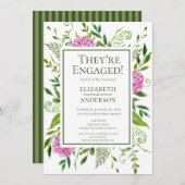 Roze Hydrangeas Bloemen Waterverf Verlovingsfeest Kaart (Voorkant / Achterkant)