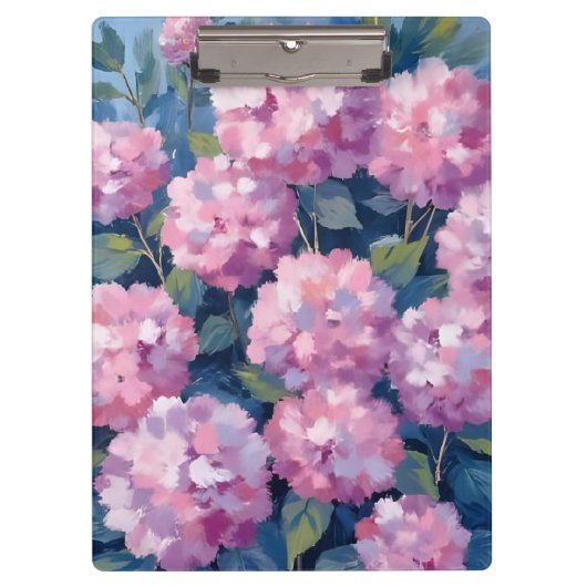 Roze Hydrangea's Bloemenschildering in Waterverf Klembord (Voorkant)