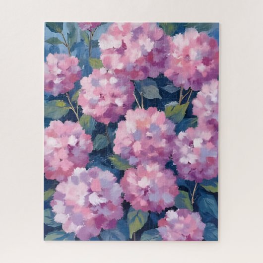 Roze Hydrangea's Bloemschildering in Waterverf Legpuzzel (Verticaal)