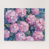 Roze Hydrangea's Bloemschildering in Waterverf Legpuzzel (Horizontaal)
