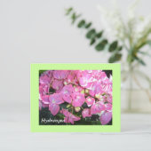 Roze hydrangeas briefkaart (Staand voorkant)