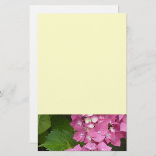 Roze hydrangeas briefpapier (Voorkant / Achterkant)