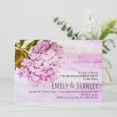 Roze hydrangeas bruiloft verloving uitnodiging (Staand voorkant)