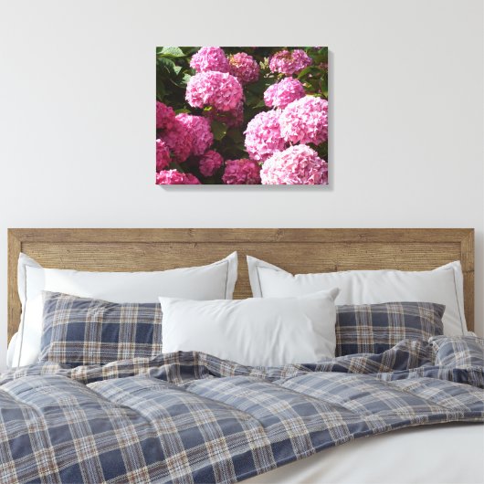 Roze hydrangeas canvas afdruk (Insitu (Slaapkamer))