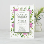 Roze hydrangeas Couples Shower Kaart (Staand voorkant)