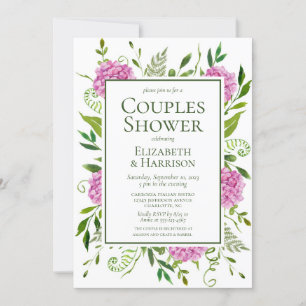 Roze hydrangeas Couples Shower Kaart