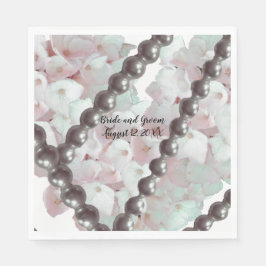 Roze Hydrangea's en Parels Bruiloft Papieren Serve Servet