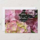 Roze Hydrangeas geel roze groen bloemen bruiloft Kaart (Voorkant)