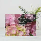 Roze Hydrangeas geel roze groen bloemen bruiloft Kaart (Staand voorkant)