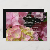 Roze Hydrangeas geel roze groen bloemen bruiloft Kaart (Voorkant / Achterkant)