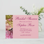 Roze Hydrangeas geel roze groen bloemen bruiloft Kaart (Staand voorkant)